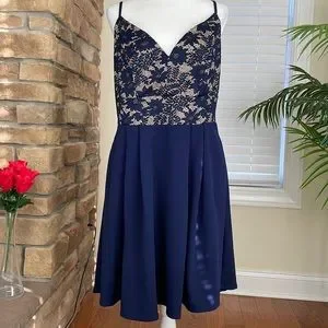 B Darlin Dresses B Darlin Trendy Plus Size Lace Top Aline Dress Navy Brand New Poshmark